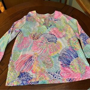 Lilly Pulitzer Multicolor Floral Shell-Print Tunic - Pink, Blue, Green
